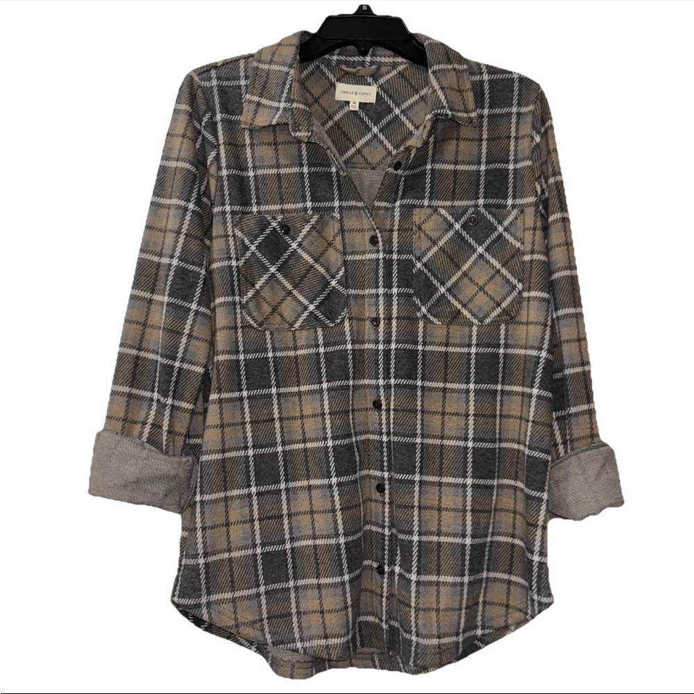 Thread & Supply Plaid Button Down Top Women’s Medium